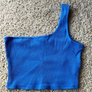One shouldered blue crop top